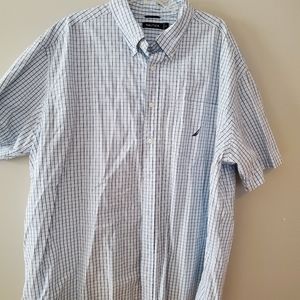 Nautica Men's Button Down Plaid Short Sleeve Shirt
